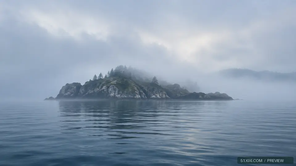 雾海孤屿 — 海岸 AI 原创壁纸水印预览
