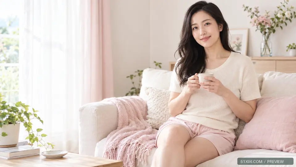 慵懒午茶 — AI 原创壁纸水印预览