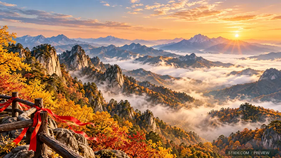 金秋山河 — AI 原创壁纸水印预览